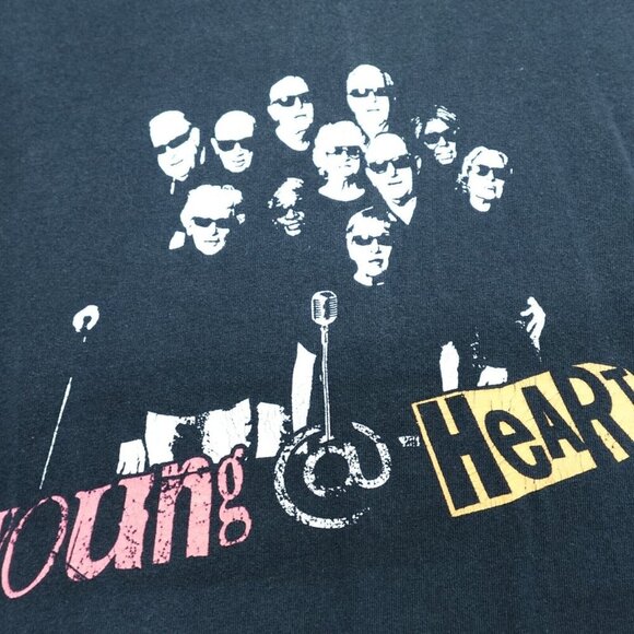 Young At Heart Shirt XL Black Rock N' Roll Will Never Die Tour Double Sided - Picture 1 of 7
